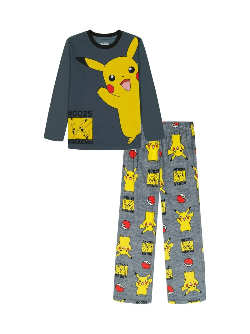 Pokemon Boys Long Sleeve Top and Pants Pajama Set, 2-Piece, Sizes 4-12 | Walmart (US)