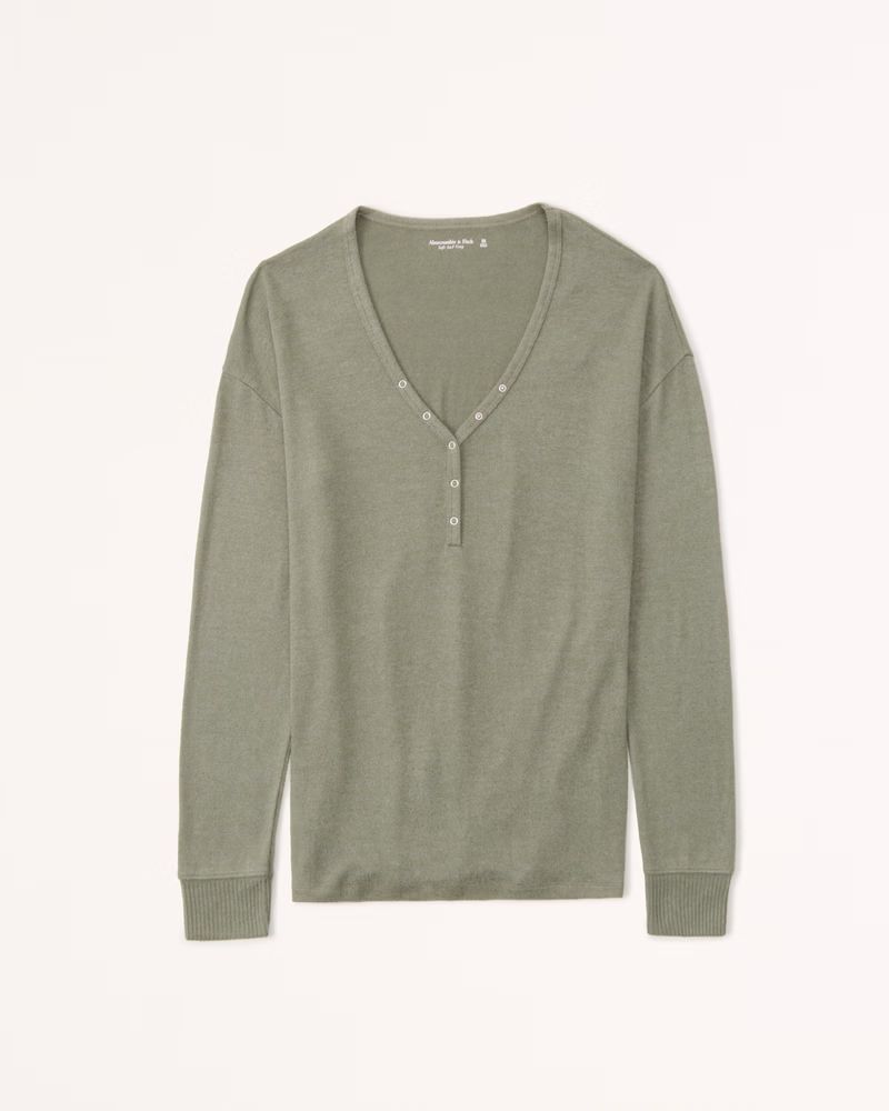 Women's Long-Sleeve Off-The-Shoulder Henley | Women's Tops | Abercrombie.com | Abercrombie & Fitch (US)