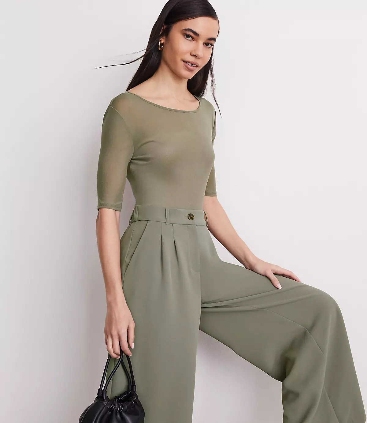 LOFT Versa Mesh Elbow Sleeve Tee | LOFT