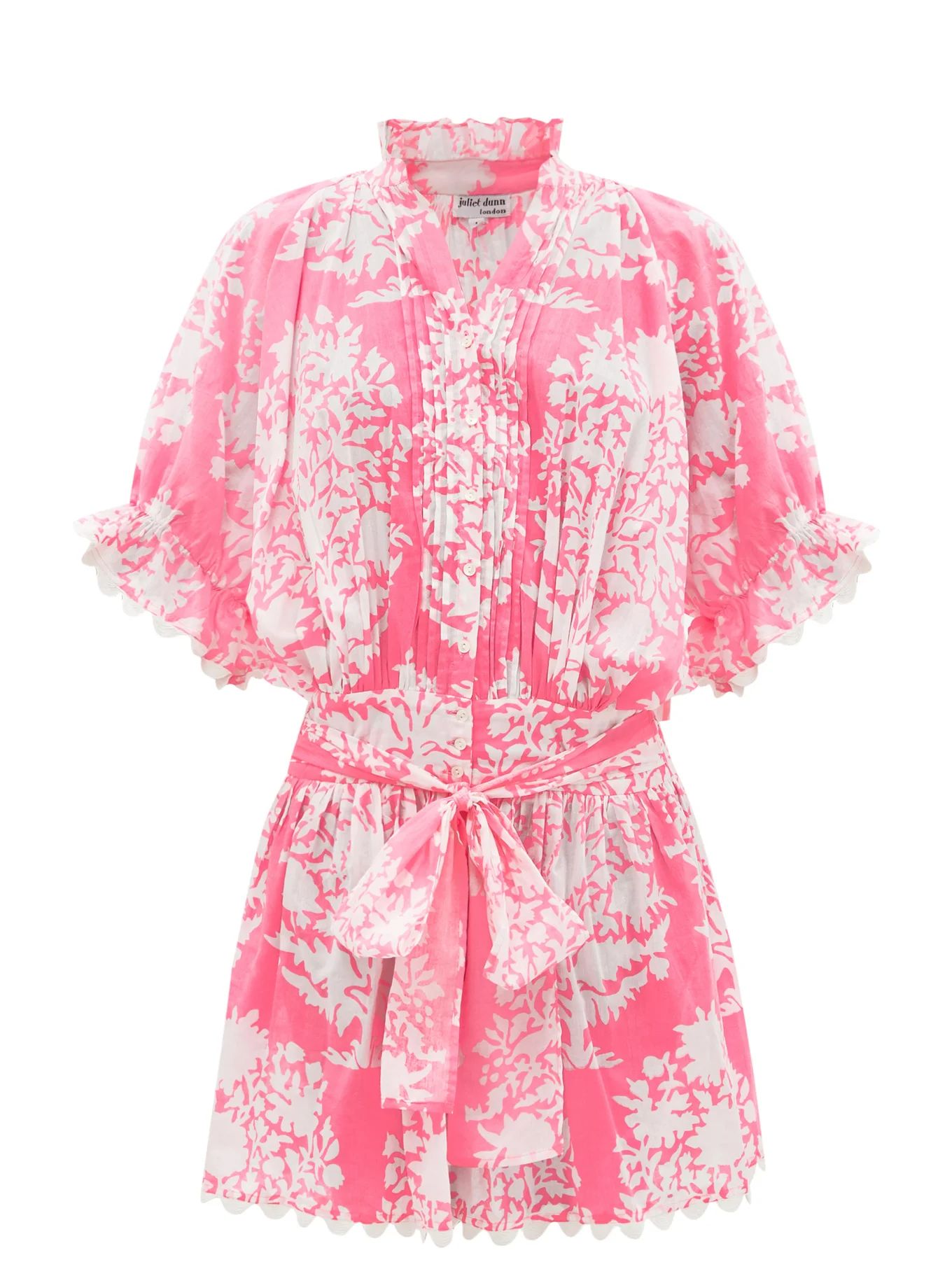 Tie-waist palladio block-print cotton dress | Juliet Dunn | Matches (US)