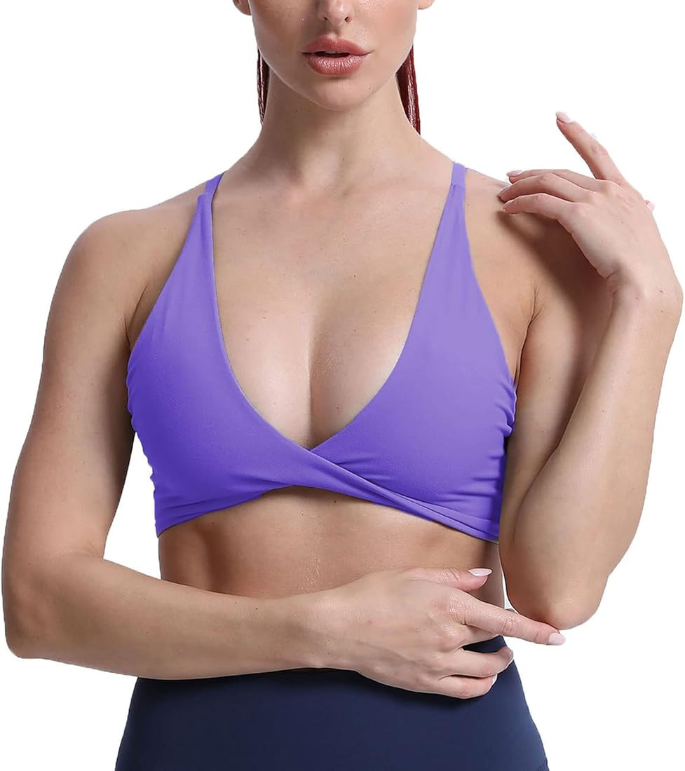 Aoxjox Women's Workout Sports Bras Fitness Backless Padded Sienna Low Impact Bra Yoga Crop Tank T... | Amazon (US)