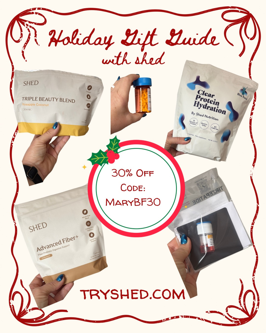 Black Friday Sale - HAPPENING NOW with SHED. 30% any one of their products on their site except for NAD+. Use my code to get the discount. Tryshed.com
I get my glp1 medication, hair prescription, fiber supplements, collagen supplements and protein powder all from Shed! I love their products. #glp1 #weightloss #health #wellness 

#LTKHoliday #LTKSaleAlert #LTKGiftGuide