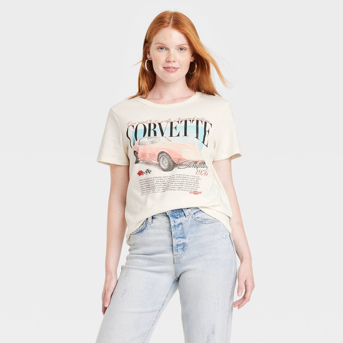 Women's General Motors Corvette Bio Short Sleeve Graphic T-Shirt - Ivory | Target