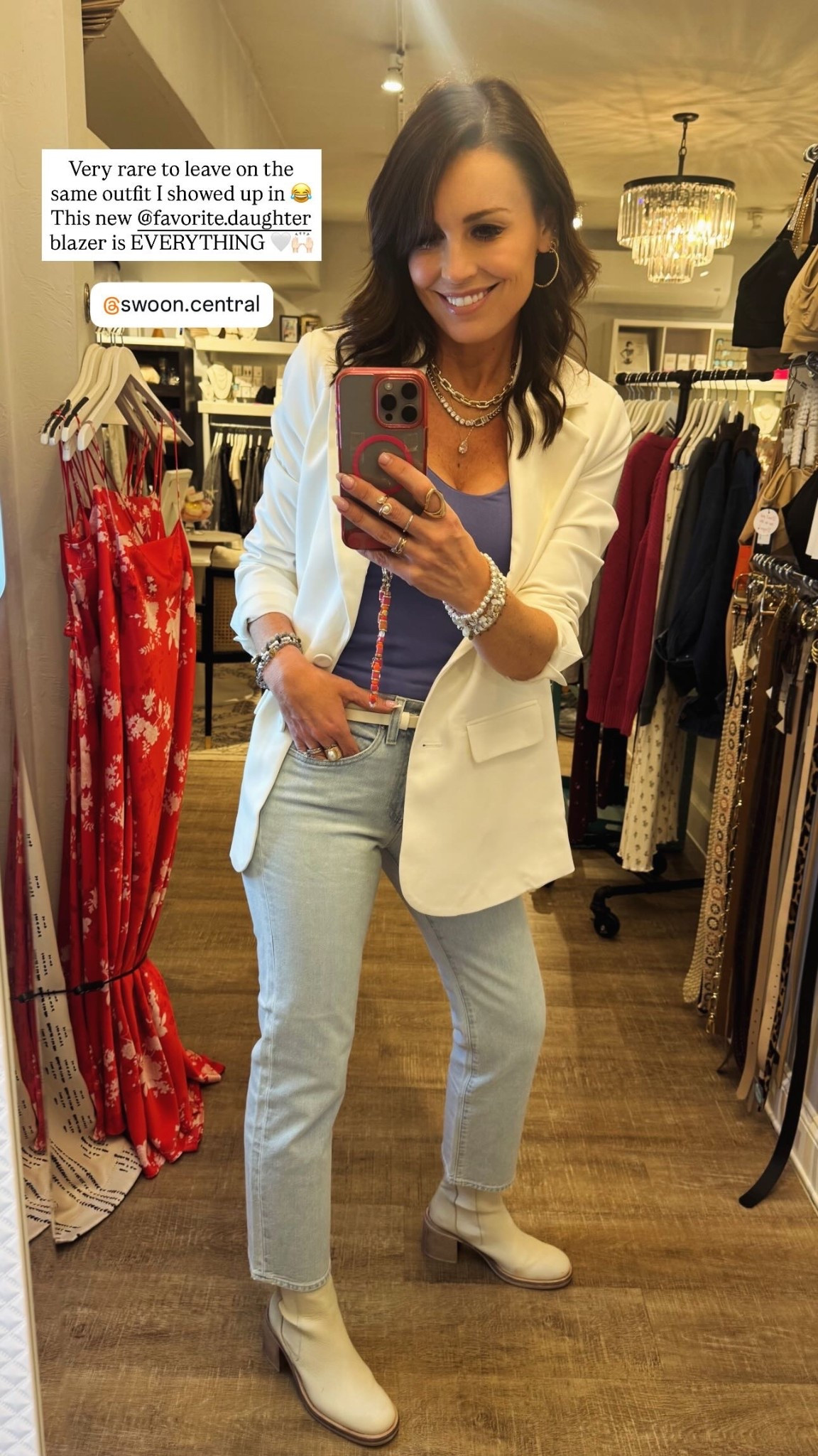 Very rare to leave on the same outfit I showed up in 😂
This new @favorite.daughter blazer is EVERYTHING 🤍🙌🏻

#LTKmomlife #LTKSeasonal #LTKOver40