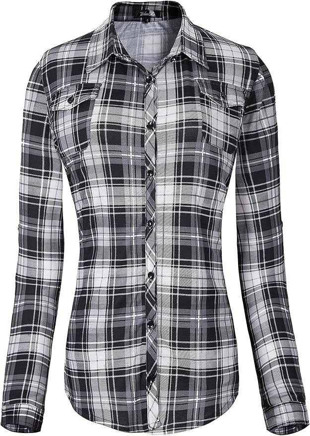 Urban CoCo Women's Classic Plaid Shirt Button Down Long Sleeve Blouse | Amazon (US)