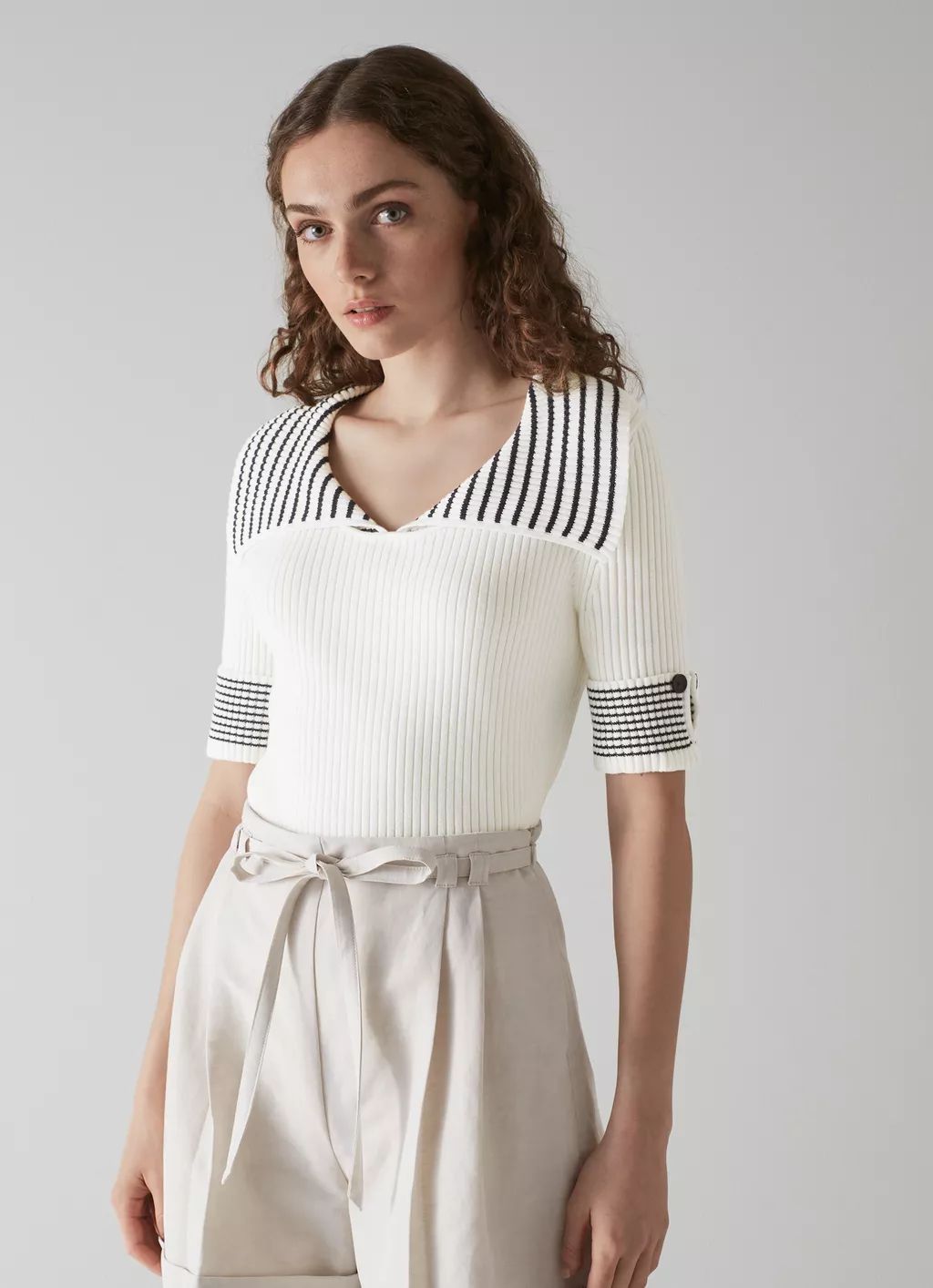 Bay Cream and Navy Stripe Cotton Knitted Top | Casual Wear | L.K.Bennett, London | L.K. Bennett (UK)