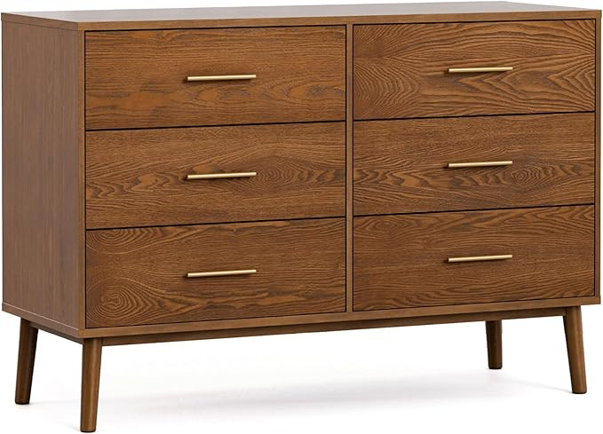 Furniture of America Wyatt Modern 6 Double Dresser with Round Tapered Legs, Freestanding Storage ... | Amazon (US)