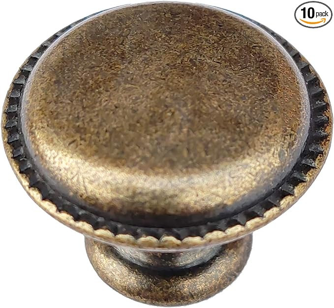 Antique Brass Drawer Knobs 1 inch Round Knobs 10 Pack (Retro Copper 10 Pack) | Amazon (US)