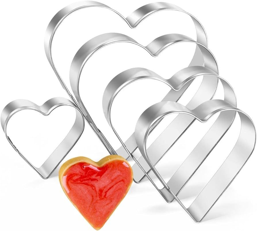 Heart Cookie Cutter Set, Gtmkina 5 Pieces Stainless Steel Small Biscuit Cutters Heart Shaped Mold... | Amazon (US)
