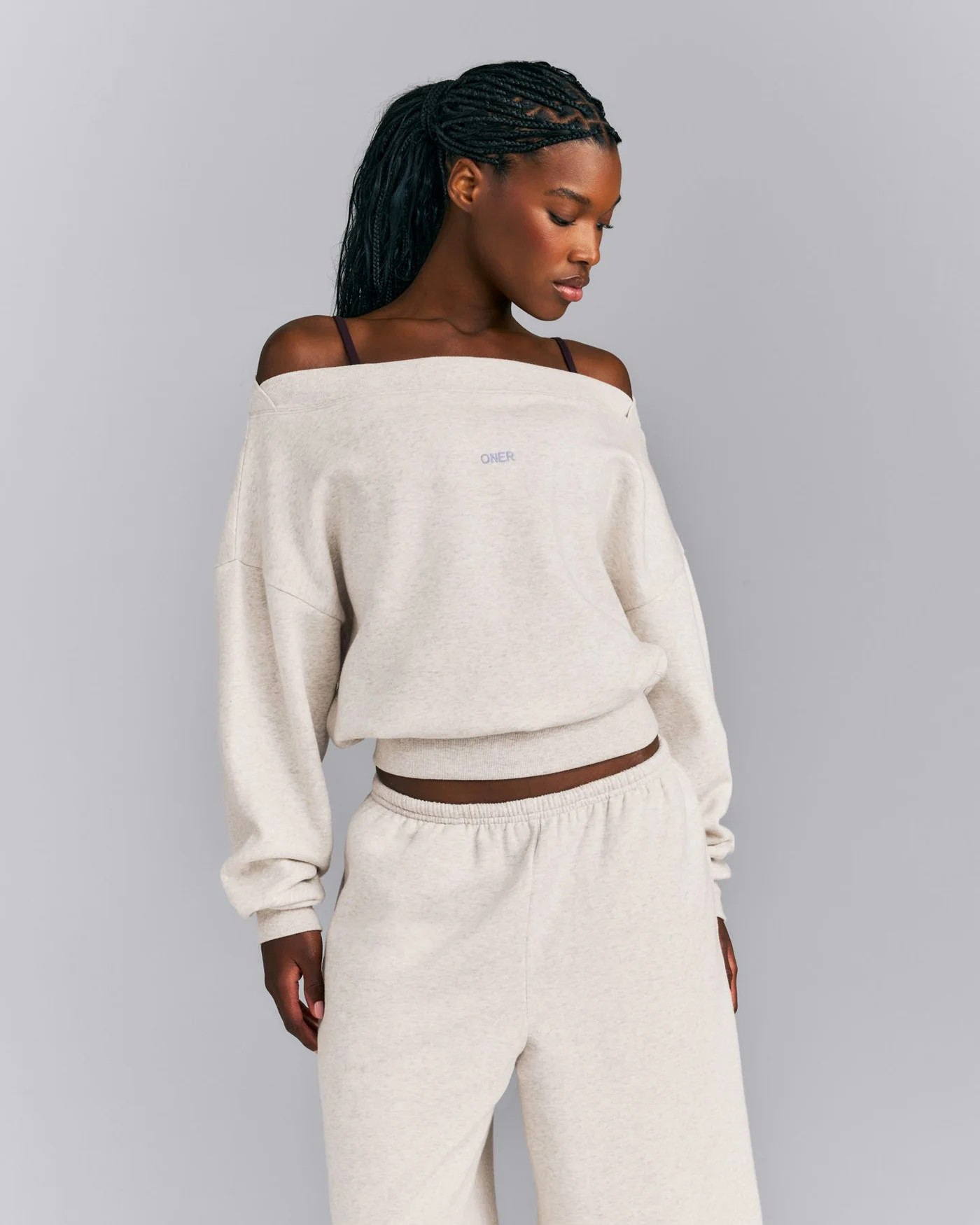 Foundations All Season Crossover Boat Neck Sweatshirt 
 Oat Marl | Oner Active (UK / US)