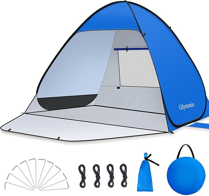 Glymnis Pop Up Beach Tent Beach Shade Tent for 1-4 Persons Sun Shelter UPF 50+ Enclose Zipper Doo... | Amazon (US)