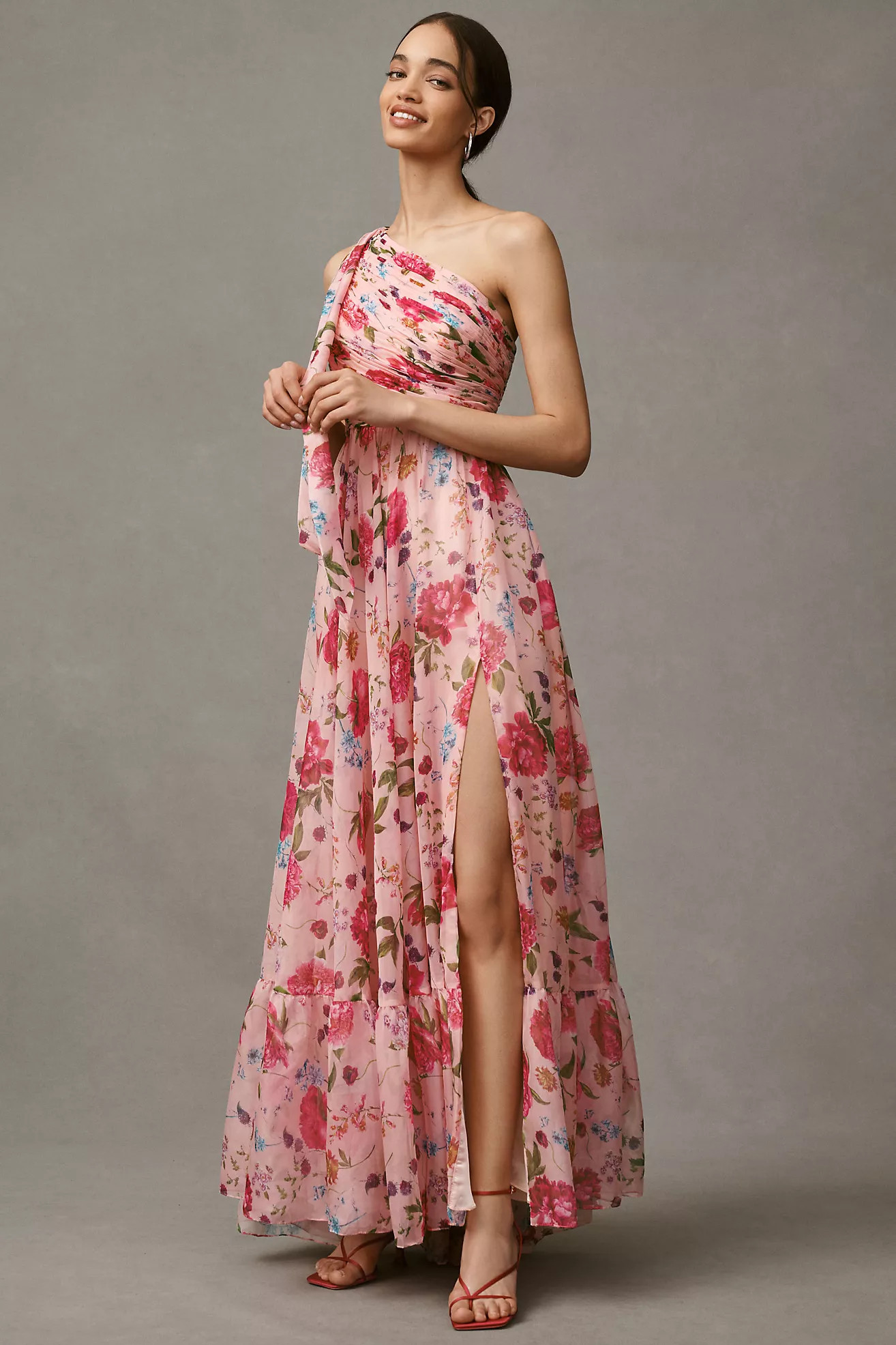 Ieena for Mac Duggal One-Shoulder Cutout Floral Maxi Dress | Anthropologie (US)