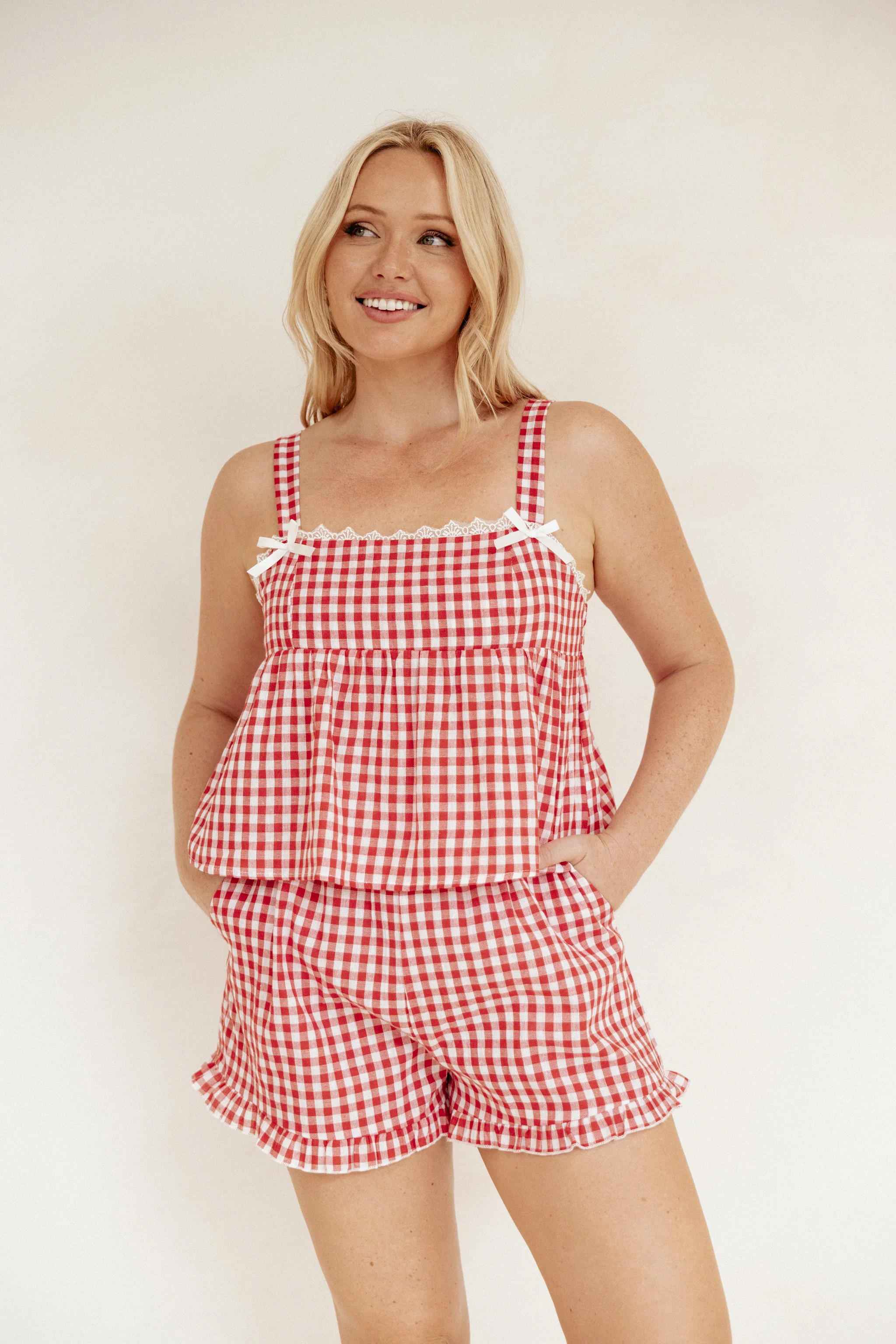 Isidore Gingham Short Set - Red | Petal & Pup (US)