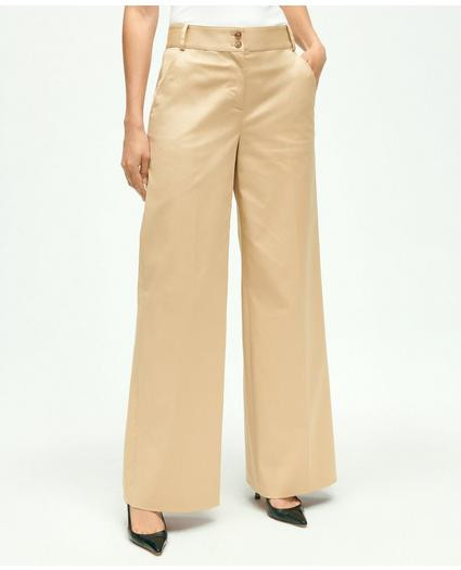 Cotton Twill Wide Leg Pants | Brooks Brothers