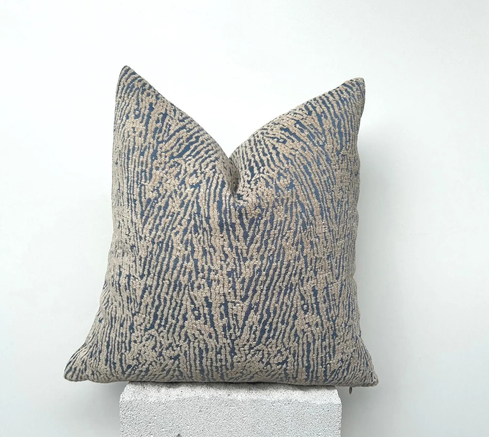 Blue and Beige Animals Pillow Cover, Chenille Textured Pillow Case, Schmacher Pillowcase, Designe... | Etsy (Global)