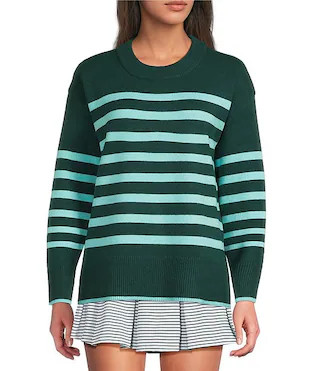 Addison Bay Carlyle Stripe Print Crew Neck Long Sleeve Sweater | Dillard's | Dillard's
