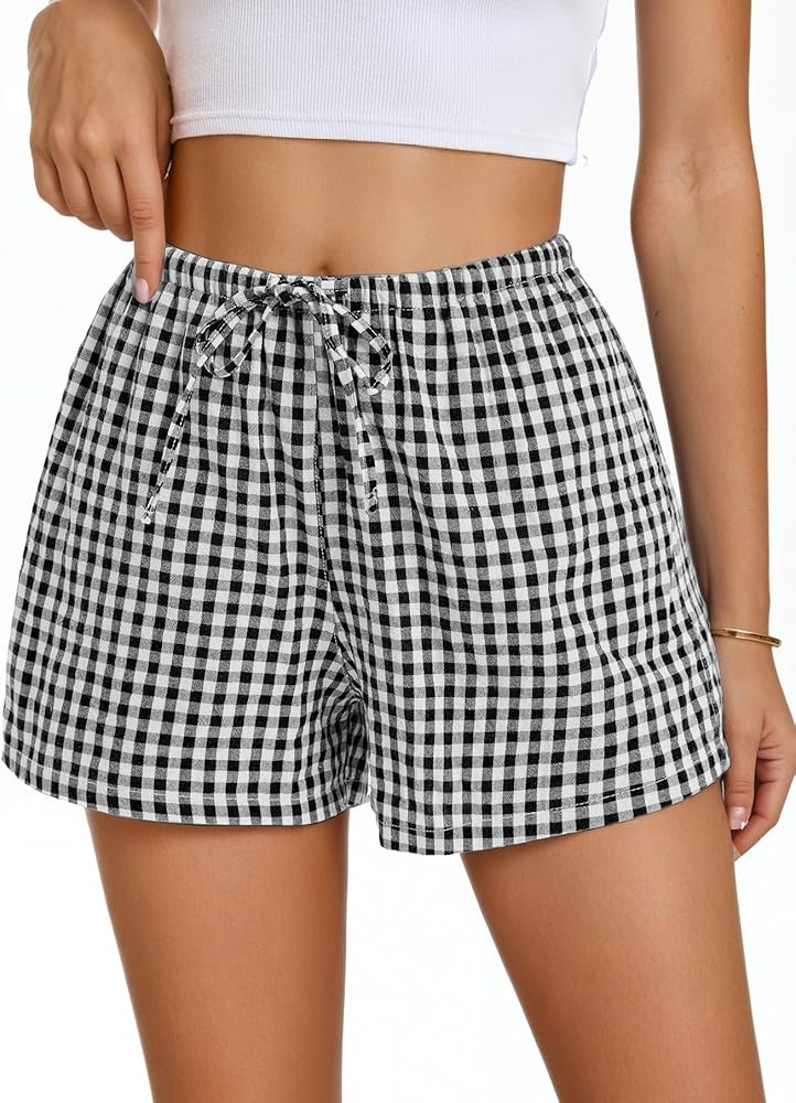 Women Boxer Shorts with Pockets Comfy Breathable Drawstring Short Cotton Pajama Lounge Trendy Bea... | Amazon (US)