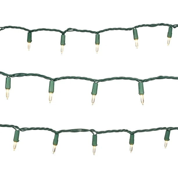Sylvania Staylit Platinum LED Mini String Christmas Lights Set 26' 100 Count Warm White, Green Wi... | Walmart (US)