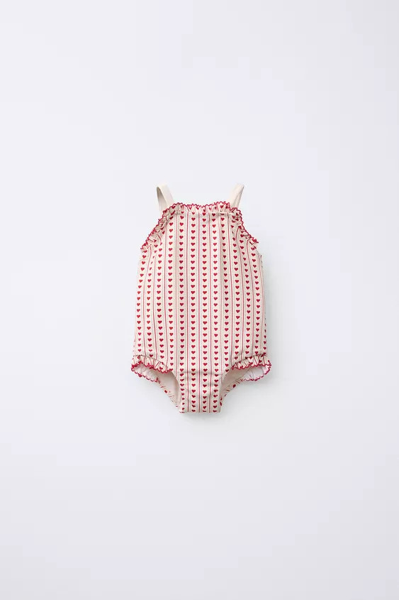 1-6 YEARS/ HEART PRINT SWIMSUIT | Zara US