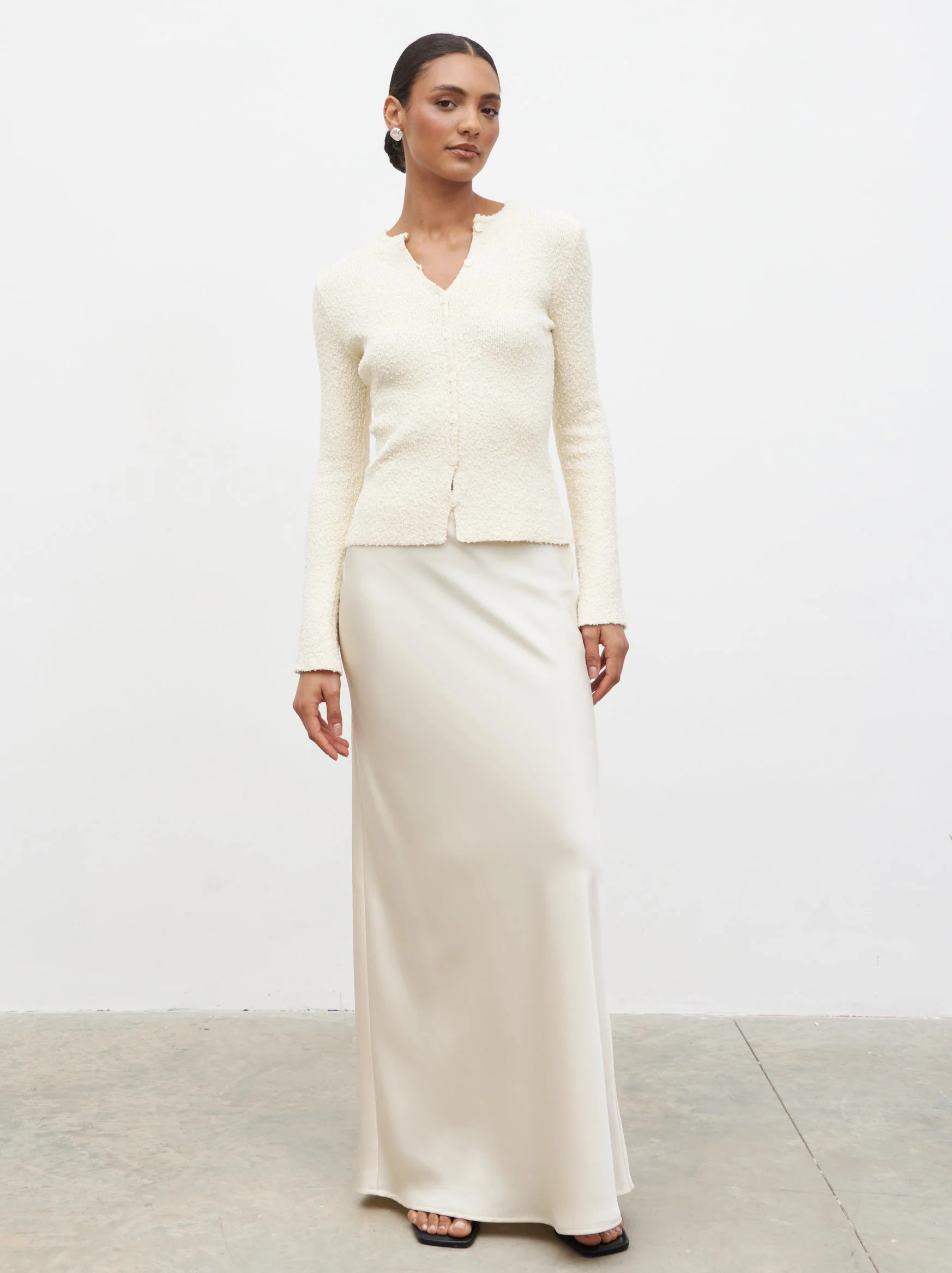 Breya Maxi Skirt - Oyster | Pretty Lavish (UK)