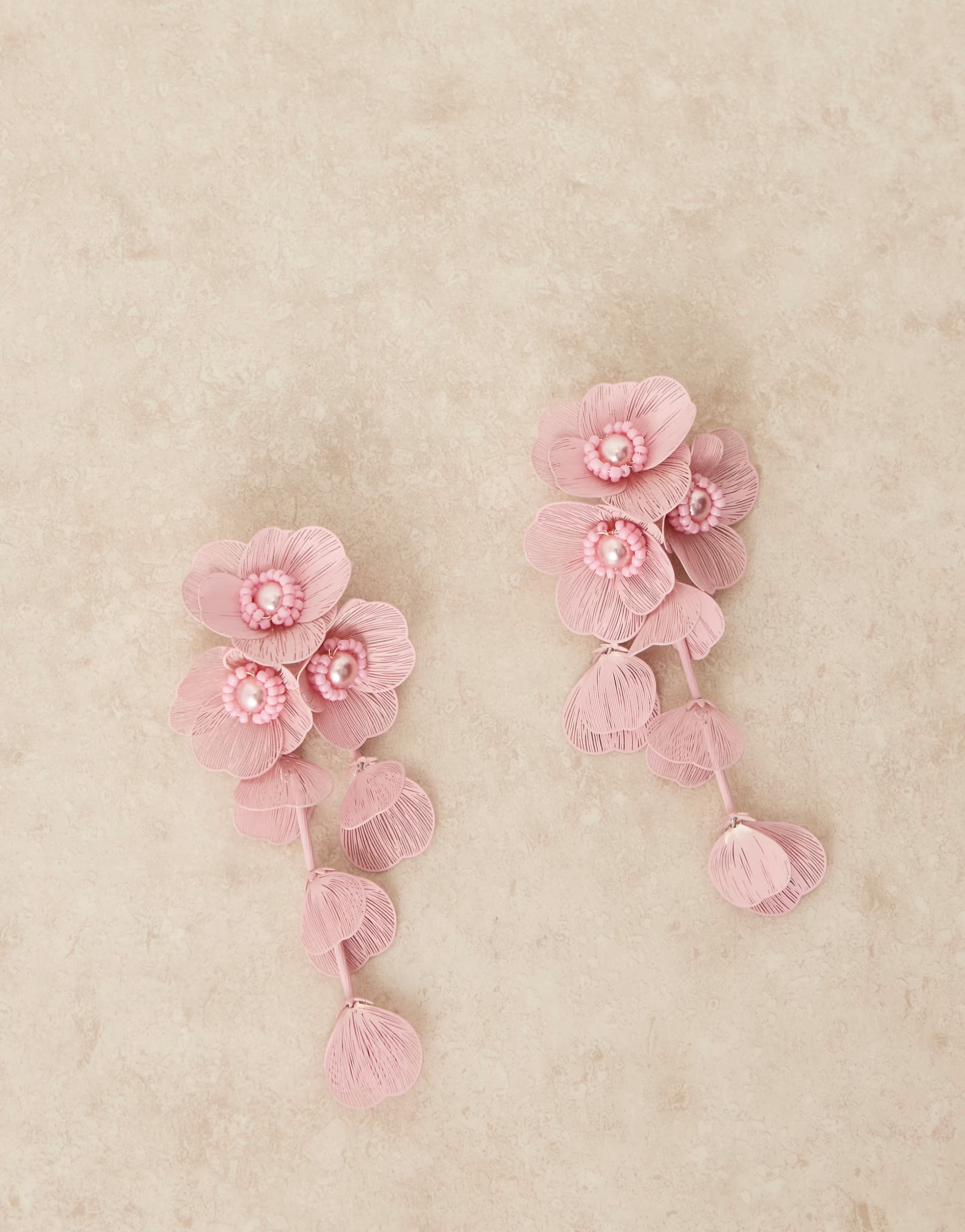 ASOS DESIGN drop earrings with 3D floral design in light pink | ASOS | ASOS (Global)