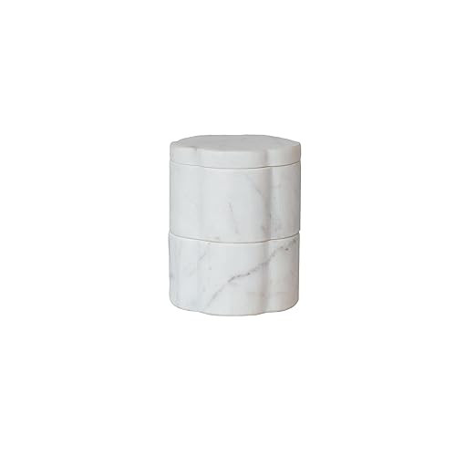 Creative Co-Op Elegant Marble Pinch Pot with Lid, White | Amazon (US)