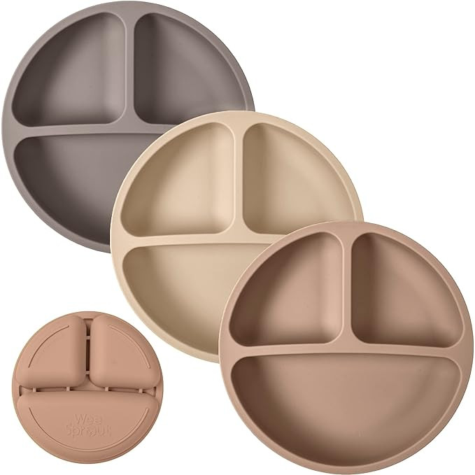 WeeSprout Non-Suction Silicone Divided Plates (No Lids), 100% Food Grade Silicone Plates, Divided... | Amazon (US)