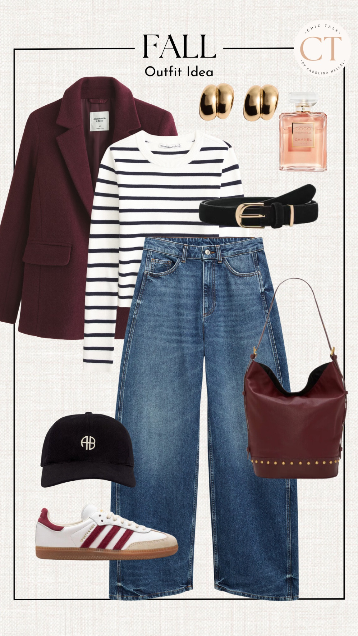 Fall outfit idea!
Burgundy, Burgundy blazer, barrel jeans, bucket bag, stripe top

#LTKShoeCrush #LTKSeasonal #LTKFindsUnder100