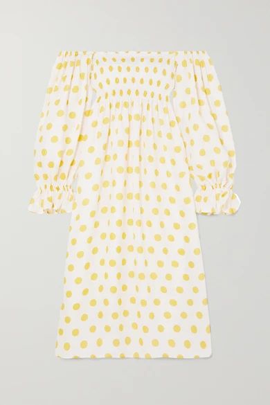 Sleeper
				
			
			
			
			
			
				Atlanta off-the-shoulder shirred polka-dot linen midi dress
... | NET-A-PORTER (UK & EU)