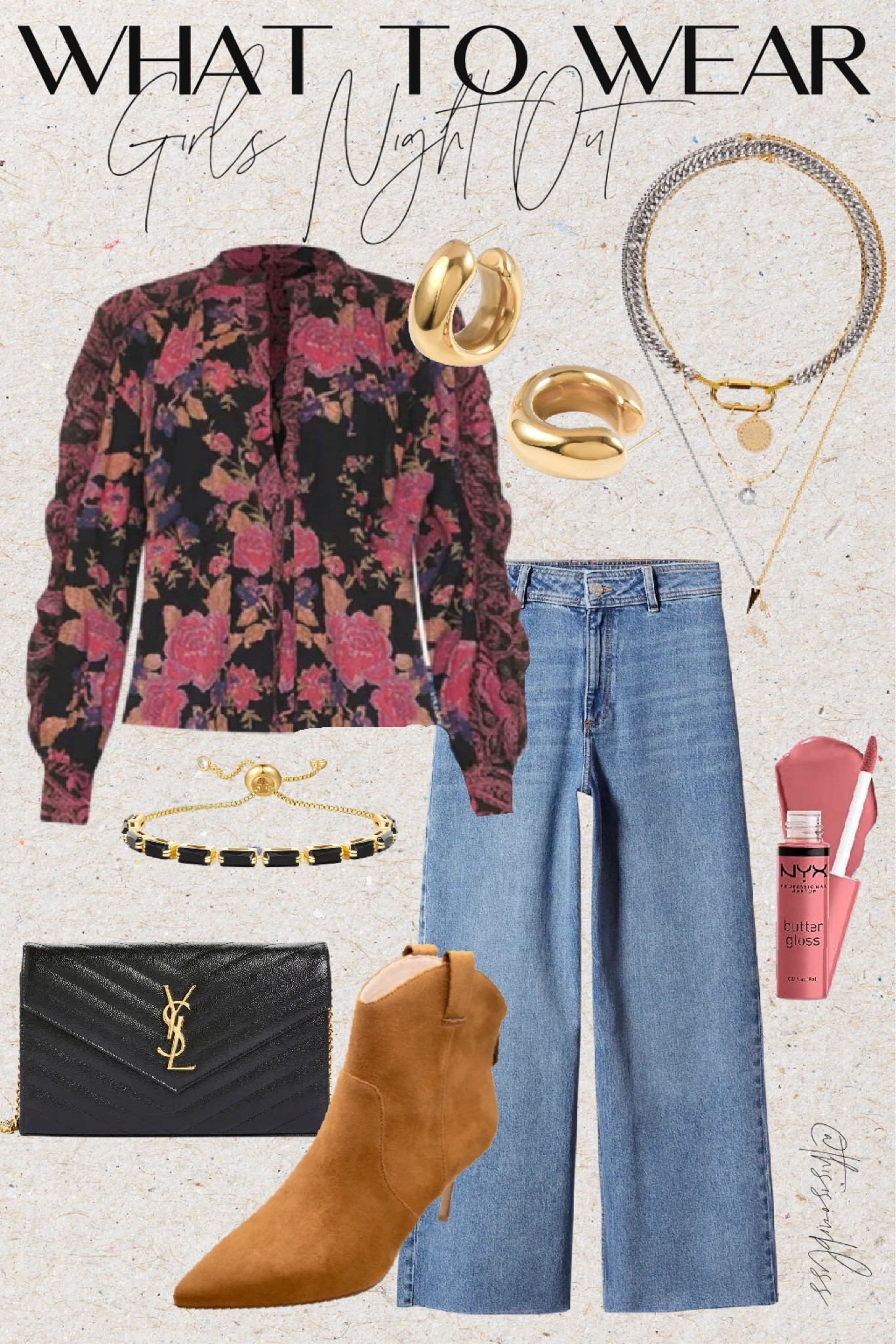 Girls night out style! Valentine’s dinner or even date night! Floral blouse on sale with wide leg denim, boots, and gold accessories! 🩷
Valentine’s Day, wide leg jeans, Date night outfit, girls night outfit, winter style, REVOLVE 

#LTKfindsunder50 #LTKsalealert #LTKfindsunder100