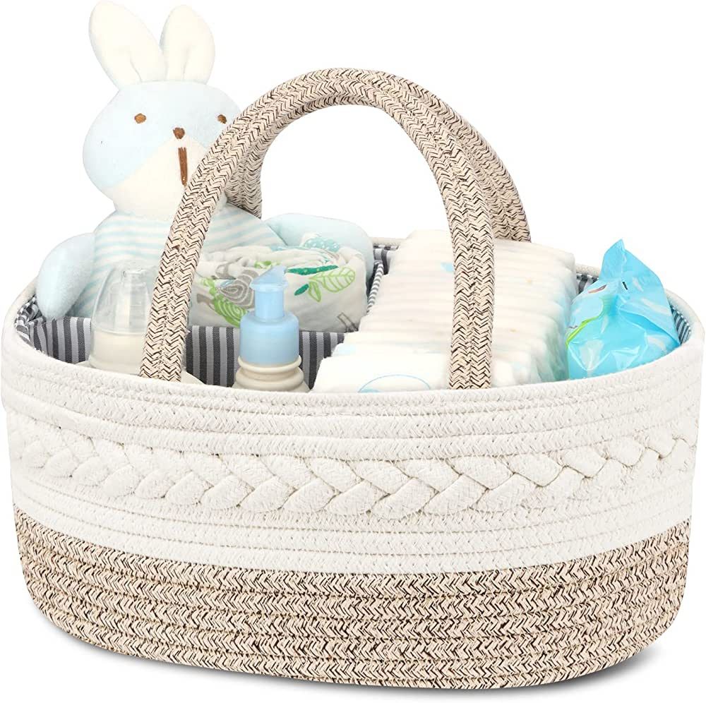 Maliton Diaper Caddy Organizer for Baby, Cotton Rope Baby Gift Basket, Portable Diaper Organizer ... | Amazon (US)