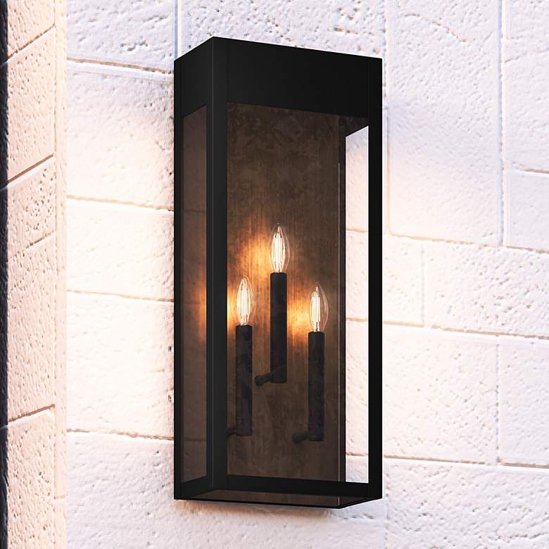 Maren 3-Light Matte Black Outdoor Wall Lantern - #736E7 | Lamps Plus | Lamps Plus