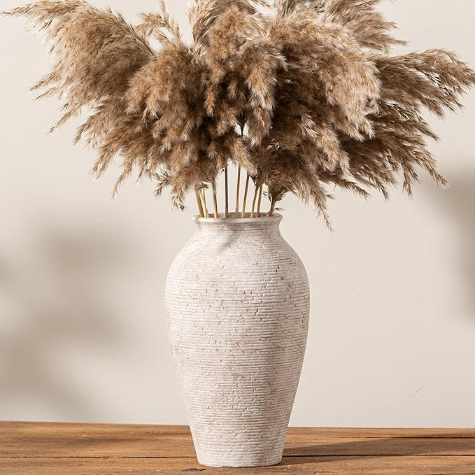 Ceramic Flower Vase Home Decor - Large Tall Farmhouse Table Vases Rustic Vintage Living Room Kitc... | Amazon (US)