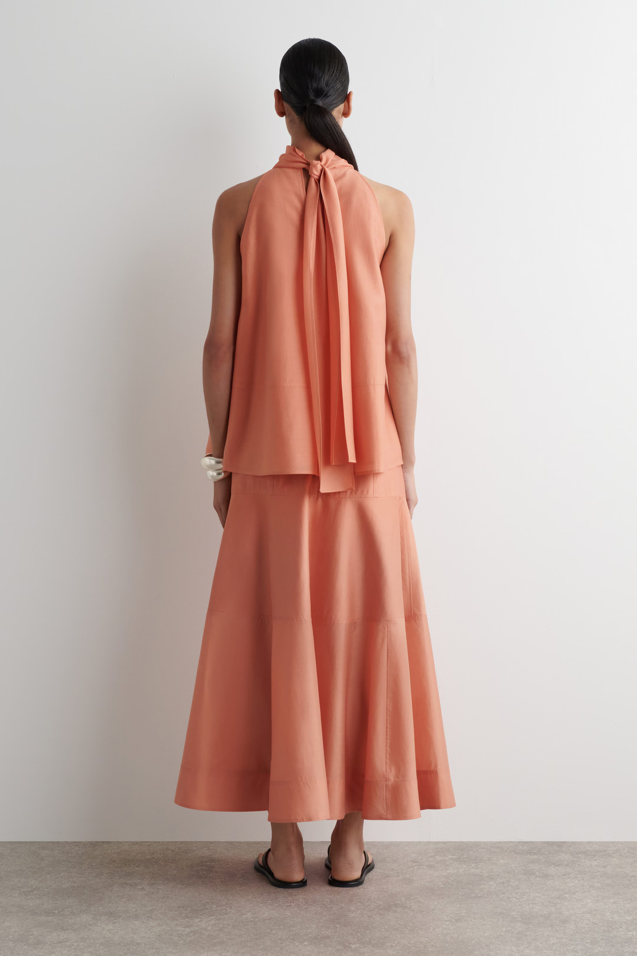 PANELLED A-LINE MIDI SKIRT - PEACH | COS UK