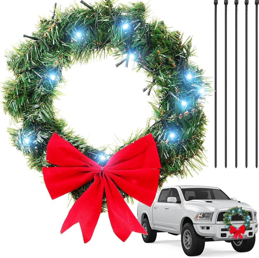 Honoson Christmas Wreath for Car, Truck or Festival Decoration LED Artificial Christmas Car Wreat... | Amazon (US)