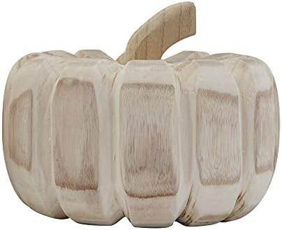 Creative Co-Op Large Hand-Carved Paulownia Wood (one Will Vary) Pumpkins, Natural | Amazon (US)