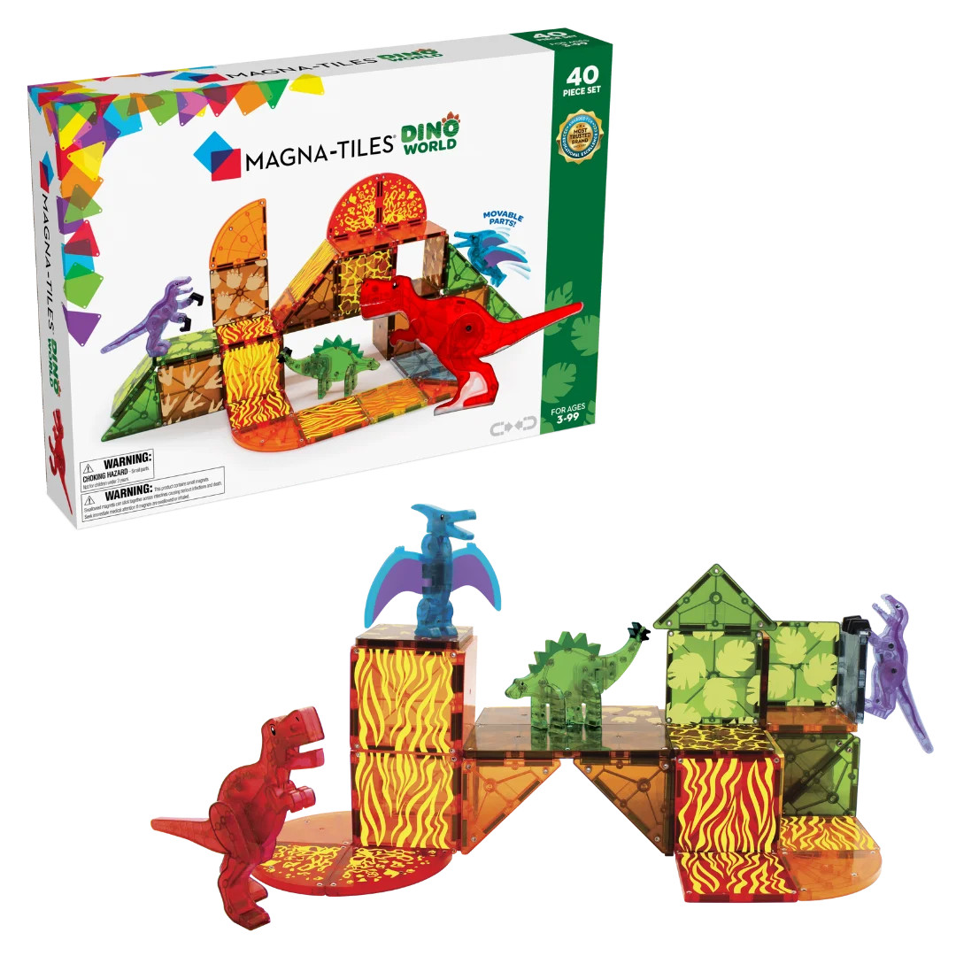 MAGNA-TILES Dino World 40 Piece Magnet Construction Set, The Original Magnetic Building Brand, Ch... | Walmart (US)