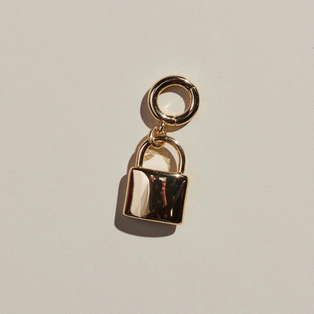 Gold Lock Charm | Nickel and Suede