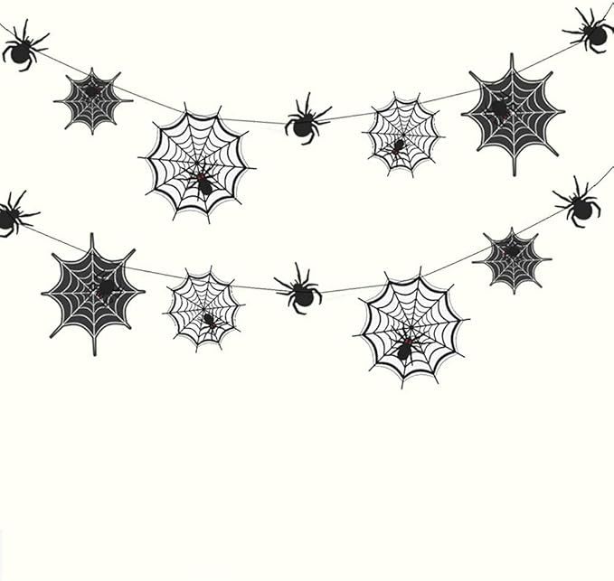 Cheerland Black Spider Web Garland for Halloween Party Decoration Hanging Spiderweb Decor Spider ... | Amazon (US)