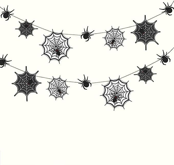Cheerland Black Spider Web Garland for Halloween Party Decoration Hanging Spiderweb Decor Spider ... | Amazon (US)