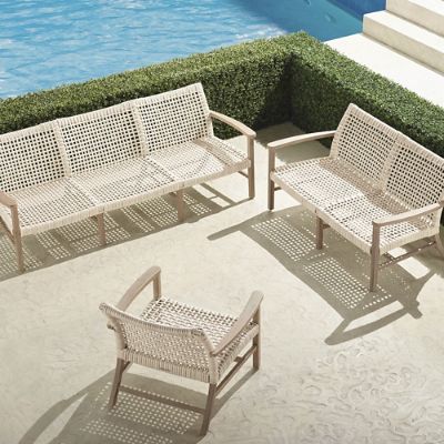 Isola 3-pc. Sofa Set in Weathered Teak & Washed White Wicker | Frontgate