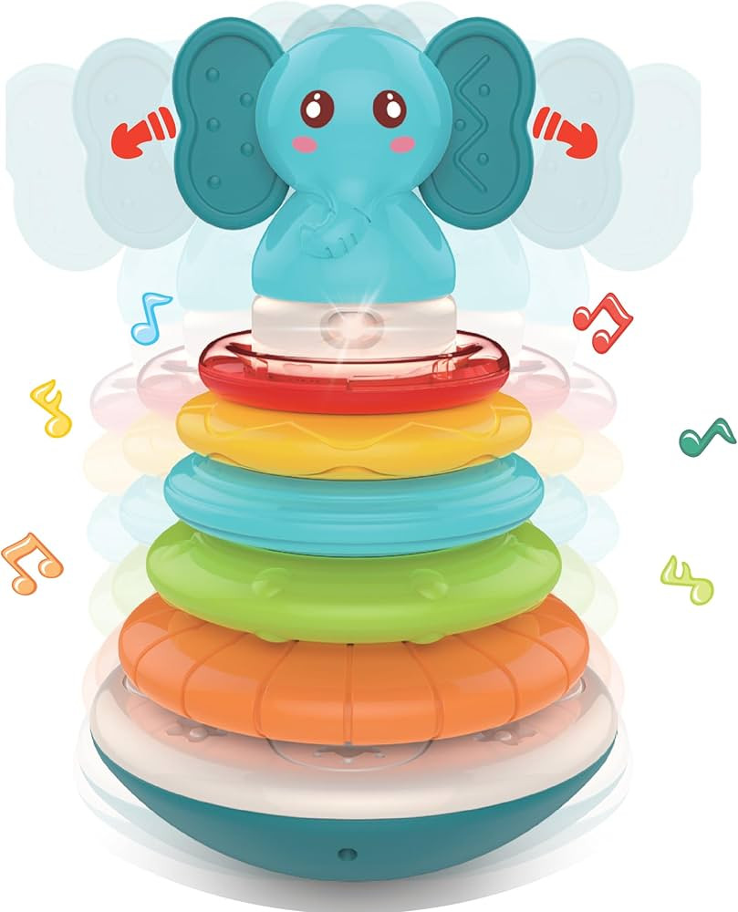 PlenPLAY Baby Tummy Time Toys, Musical Stacking Rings, Stacking Toys for Toddlers 1-3, Weeble Wob... | Amazon (US)