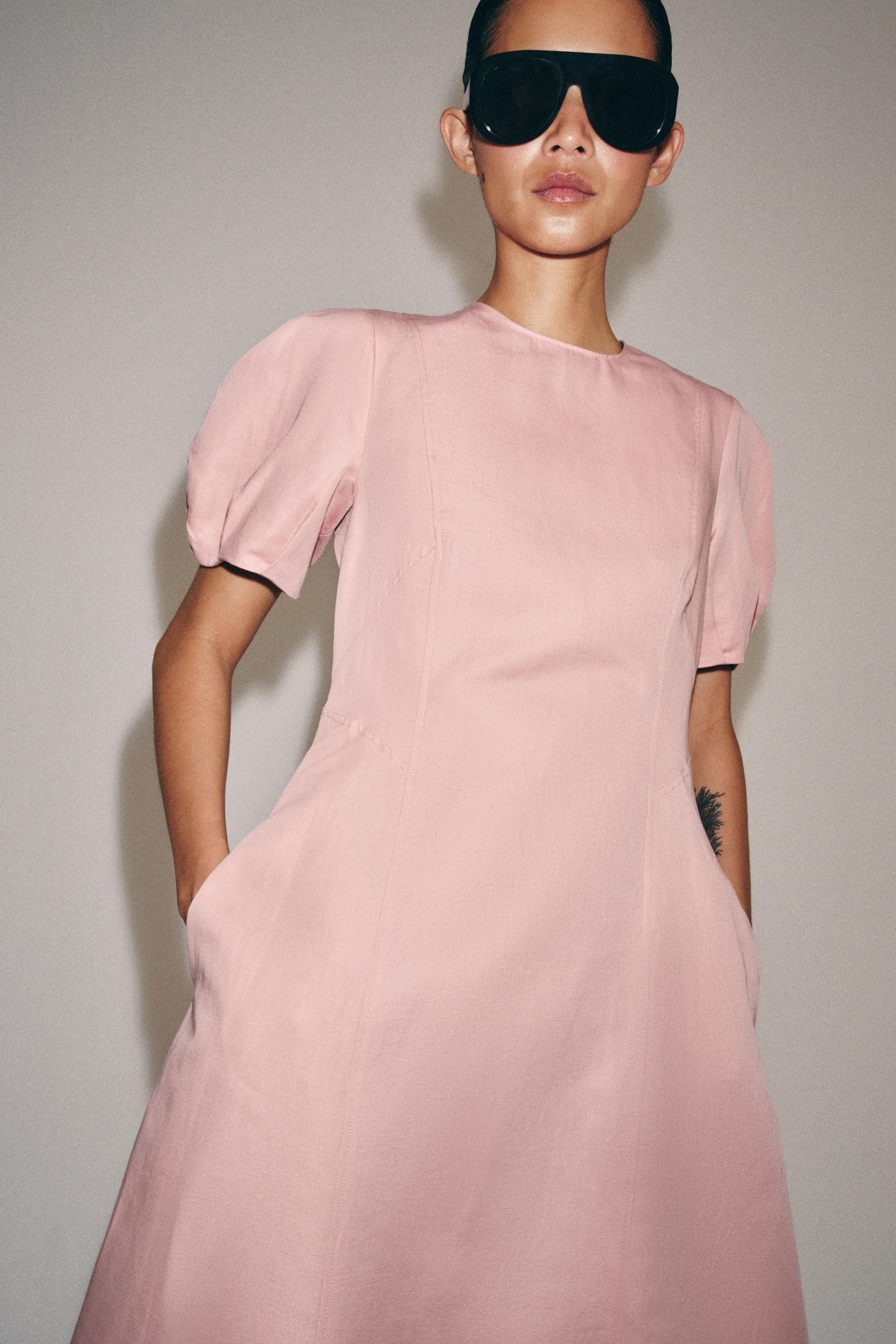 ZW COLLECTION LINEN BLEND MIDI DRESS | Zara UK
