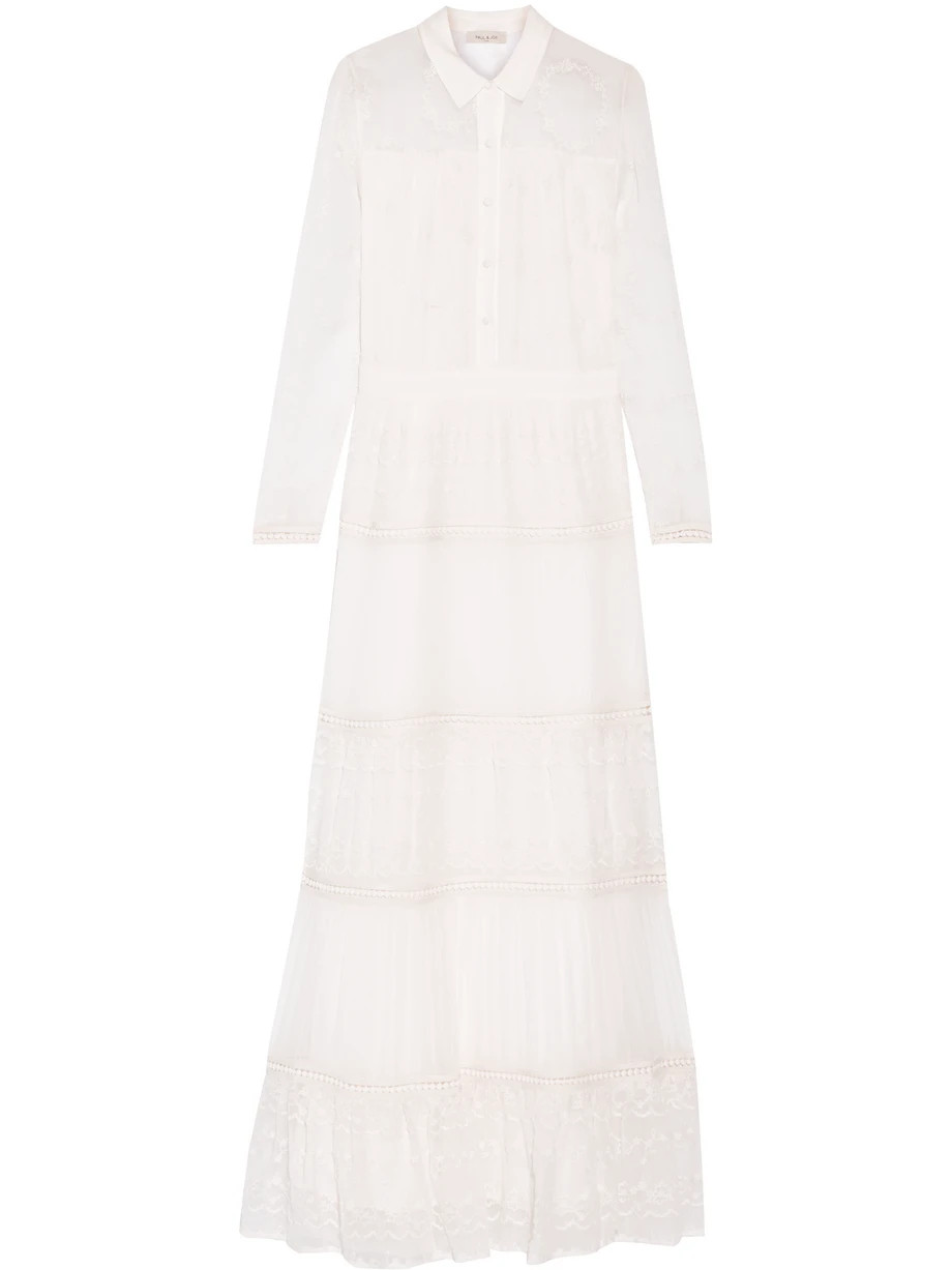 Paul & Joe Crochet-Trimmed Silk-Crepon Maxi Dress, Off-White, Women's - Embroidery, Size: 34 | NET-A-PORTER (US)