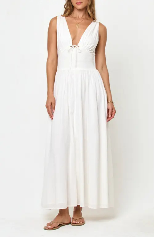 LSPACE Emmaline Smocked Waist Cover-Up Maxi Dress in Cream at Nordstrom, Size Medium | Nordstrom