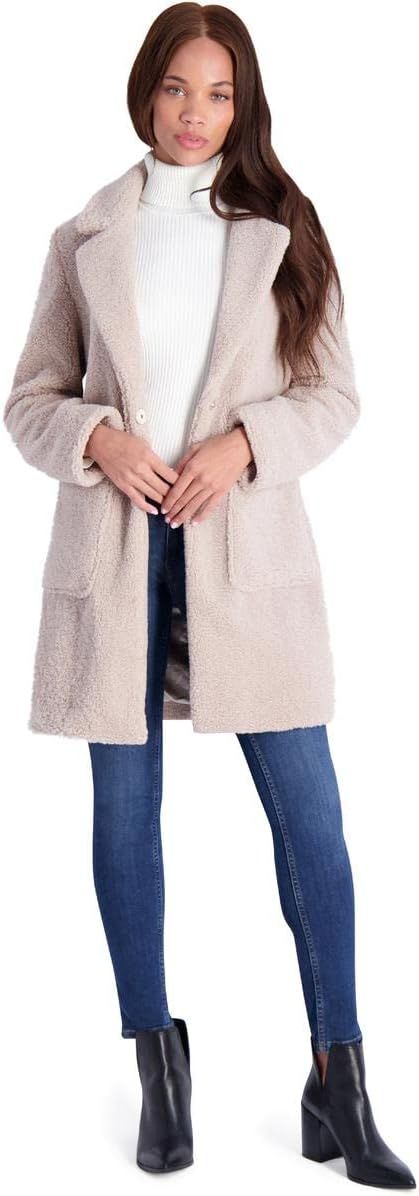 French Connection Women's Faux Shearling Teddy Lapel Midi Coat | Amazon (US)