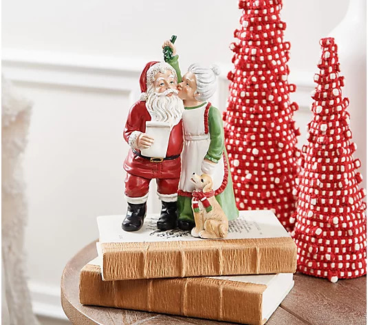 10" Santa and Mrs. Claus Under the Mistletoe by Valerie - QVC.com | QVC