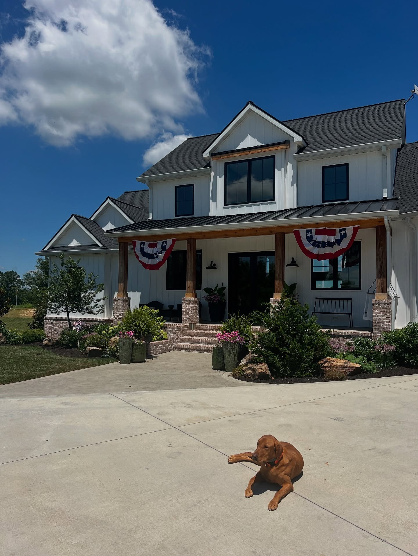 Hi, July. 
My front porch is ready. 

#frontporch #frontporchdecor #homesweethome #homevibes

#LTKHome #LTKFamily #LTKSeasonal