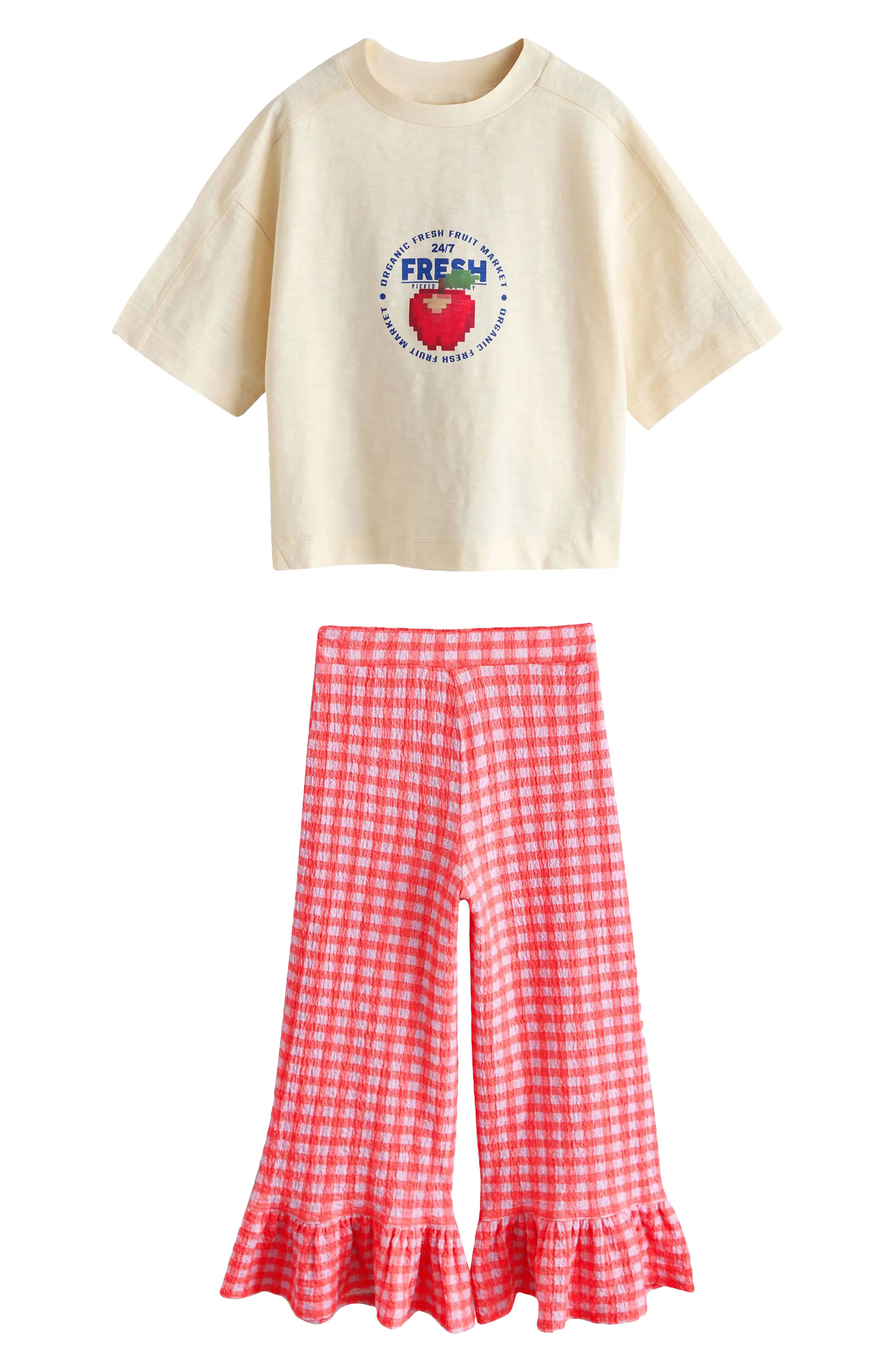 NEXT Kids' Graphic T-Shirt & Frill Check Pants (Women) | Nordstrom | Nordstrom