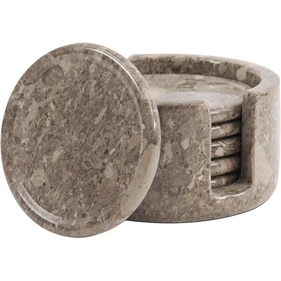 Radicaln Gray Marble Drink Coasters – 3.5" Round Coaster Set of 6 with Holder for Kitchen Decor... | Walmart (US)